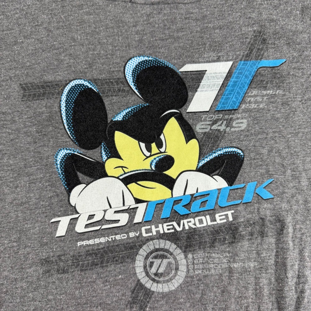Disney Parks Test Track Mickey Mouse Chevrolet Hooded Shirt Gray Kids XL - Picture 2 of 6